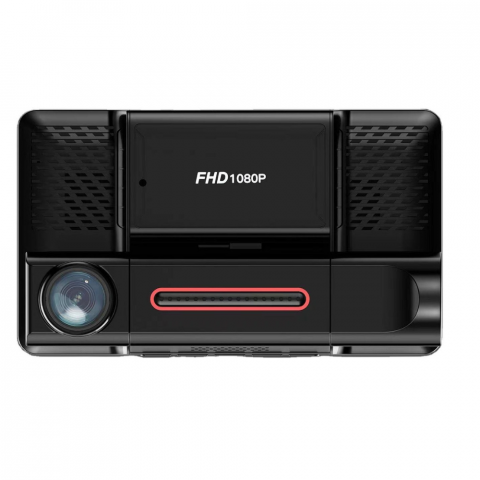 Accesorii auto - Camera auto de bord tripla MaGeCa®, Full HD 1080P, 3 camere, fata+interior+marsarier, Senzor de coliziune G-senzor, Filmare continua, Vedere nocturna, Display 4 inch, Unghi inregistrare 170°, Negru