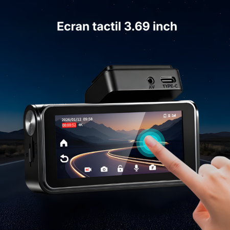 Camera auto dubla MaGeCa, Conexiune 4G cartela SIM, Camera fata UHD 4K + camera spate Full HD 1080P, Ecran 3.69 inch, Monitorizare de la distanta, GPS integrat,  Functii ADAS + BSD, G-senzor, Inregist [4]