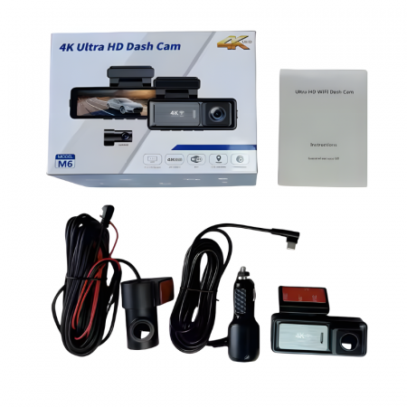 Camera auto dubla MaGeCa M6, Camera fata 4K Ultra HD + Camera spate 1080P, WIFI, Control aplicatie, Senzor de coliziune G-senzor, GPS incorporat, Inregistrare in bucla, Mod parcare, Vedere nocturna, T [9]