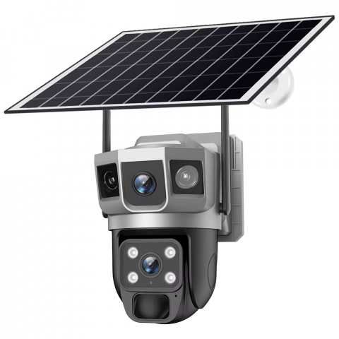 Camere de supraveghere - Camera de supraveghere cu panou solar MaGeCa, WIFI, 4MP Full HD, Rotire automata, 3 zone supravegheate simultan, Acumulator incorporat, Detectarea miscarii, Comunicare bidirectionala, Vedere nocturna,
