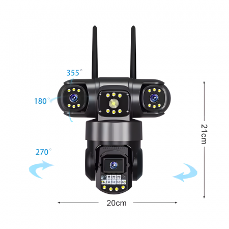 Camera de supraveghere MaGeCa, WIFI, 6MP Full HD, 3 zone supravegheate simultan, Detectarea miscarii, Rotire automata, Comunicare bidirectionala, Vedere nocturna, Stocare prin card SD/Cloud, Rezistent [7]