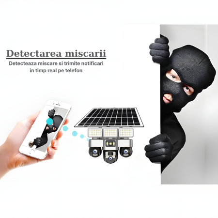 Camera de supraveghere tripla MaGeCa cu panou solar si proiector LED, Cartela SIM, 4G, 15MP Full HD, 3 zone supravegheate simultan, Comunicare bidirectionala, Detectarea miscarii, Vedere nocturna, Rez [4]