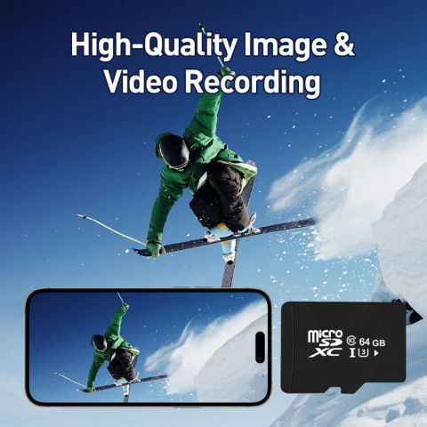 Card de memorie Micro SD, 64 GB, Clasa 10, Clasa de viteza U3, Compatibilitate extinsa, Rezistent la apa IPX6 [4]