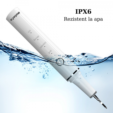 Dispozitiv pentru curatarea dintilor cu ultrasunete MaGeCa®, indeparteaza tartrul si petele, 3 trepte de viteza, rezistent la apa, incarcare USB Type-C, Alb [2]