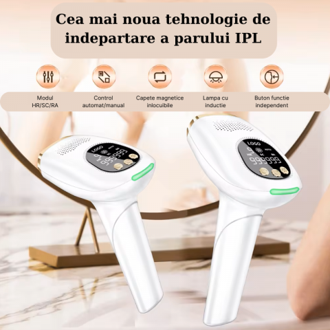 Epilator IPL MaGeCa, 9 trepte de intensitate, fara punct de inghet, 999.999 impulsuri, 3 moduri de actionare, indepartarea parului cu laser, intinerirea pielii si eliminarea acneei, 2 capete incluse, [2]