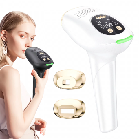 Intretinerea pielii - Epilator IPL MaGeCa, 9 trepte de intensitate, fara punct de inghet, 999.999 impulsuri, 3 moduri de actionare, indepartarea parului cu laser, intinerirea pielii si eliminarea acneei, 2 capete incluse,