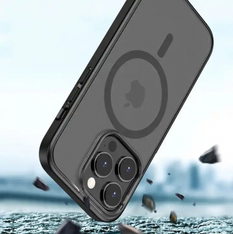 Husa de Protectie, Compatibila Apple Iphone 14 Pro Max, 15 Pro Max, MagSafe, Antisoc, Senzatie de Piele, Transparenta [1]