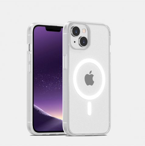 Audio & Gadget & Periferice PC - Husa de Protectie, Compatibila Apple Iphone 14 Pro Max, 15 Pro Max, MagSafe, Antisoc, Senzatie de Piele, Transparenta