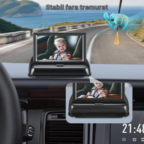 Monitor pentru masina cu camera pentru monitorizarea bebelusilor si a copiilor pentru scaunul din spate, Ecran IPS 4.3 inch, Camera Full HD 1080P cu vedere nocturna, Unghi larg 150°, Incarcare brichet [4]