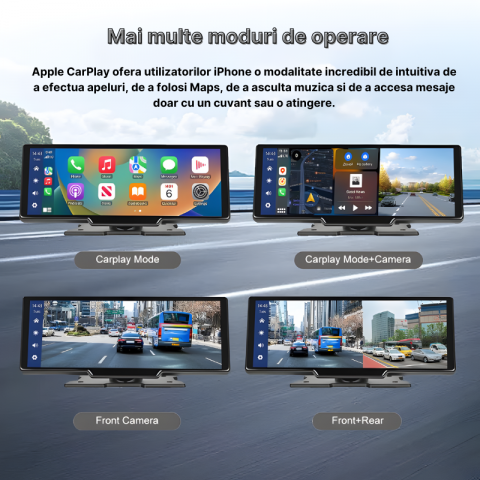Navigatie auto multimedia C200, Apple CarPlay/Android Auto Wireless, Display tactil 10.26 inch, 2 camere-4K fata/1080P spate, Bluetooth, Mirror Link, USB, GPS/Siri, FM/AUX, Universala, Negru [3]