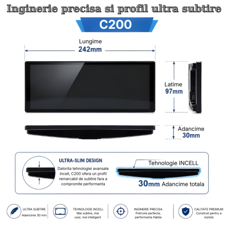 Navigatie auto multimedia MaGeCa C200, Apple CarPlay/Android Auto Wireless, Display tactil 10.26 inch, camera marsarier 1080P, Bluetooth, GPS/Siri, FM/AUX, Universala, Negru [2]
