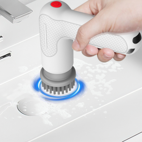 Perie electrica de curatare MaGeCa®, multifunctionala, 3 capete, rezistenta la apa, pentru uz casnic, ideala pentru bucatarie, baie, cada, chiuveta, podea, incaltaminte, incarcare USB Type-C, Alba [3]