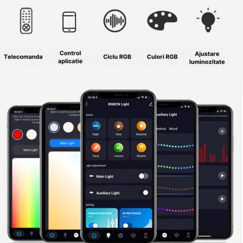 Plafoniera LED inteligenta MaGeCa®, RGB, 24W, Temperatura si intensitate lumina reglabile, Lumina calda/neutra/rece (3000-6500K), Telecomanda, Aplicatie telefon compatibila Google Assistant/Amazon Ale [4]