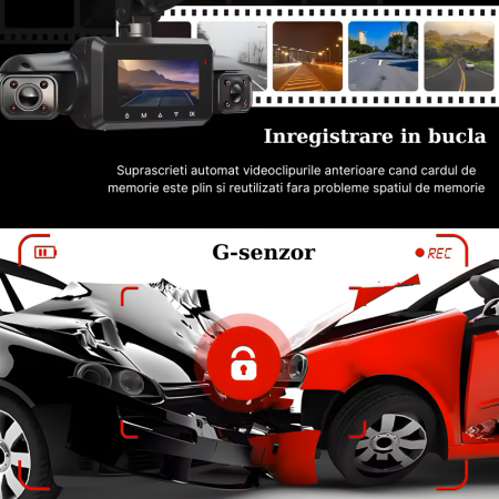 RESIGILAT - Camera auto de bord MaGeCa, Full HD 1080P, 4 canale, Vedere nocturna, WIFI, GPS, Inregistrare 4 camere simultan, Senzor de coliziune G-senzor, Inregistrare in bucla, Tehnologie WDR [3]