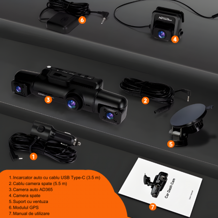 RESIGILAT - Camera auto de bord MaGeCa, Full HD 1080P, 4 canale, Vedere nocturna, WIFI, GPS, Inregistrare 4 camere simultan, Senzor de coliziune G-senzor, Inregistrare in bucla, Tehnologie WDR [8]