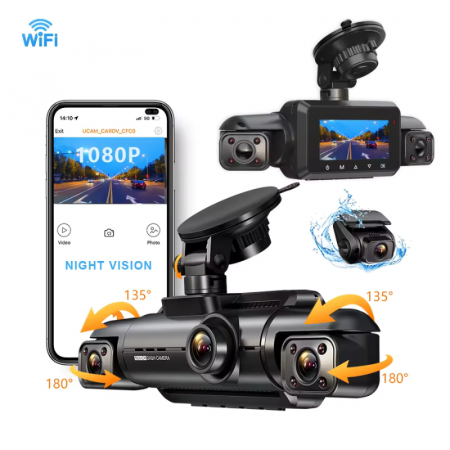 RESIGILAT - Camera auto de bord MaGeCa, Full HD 1080P, 4 canale, Vedere nocturna, WIFI, GPS, Inregistrare 4 camere simultan, Senzor de coliziune G-senzor, Inregistrare in bucla, Tehnologie WDR [1]