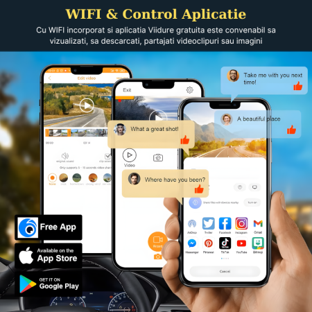RESIGILAT - Camera auto dubla MaGeCa M6, Camera fata 4K Ultra HD + Camera spate 1080P, WIFI, Control aplicatie, Senzor de coliziune G-senzor, GPS incorporat, Inregistrare in bucla, Mod parcare, Vedere [3]