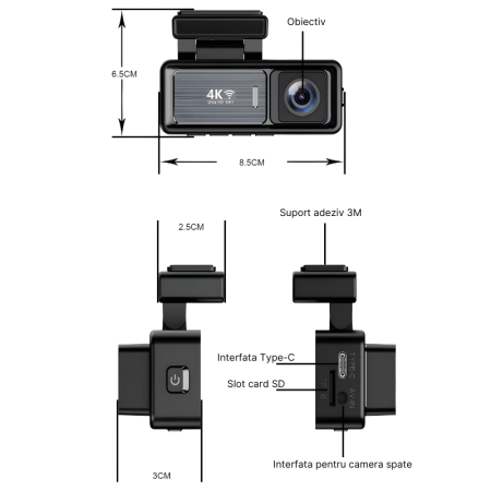 RESIGILAT - Camera auto dubla MaGeCa M6, Camera fata 4K Ultra HD + Camera spate 1080P, WIFI, Control aplicatie, Senzor de coliziune G-senzor, GPS incorporat, Inregistrare in bucla, Mod parcare, Vedere [8]
