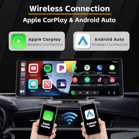 RESIGILAT - Navigatie auto multimedia C200, Apple CarPlay/Android Auto Wireless, Display tactil 10.26 inch, 2 camere-4K fata/1080P spate, Bluetooth, Mirror Link, USB, GPS/Siri, FM/AUX, Universala, Neg [1]