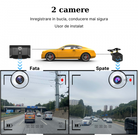 RESIGILAT - Navigatie auto multimedia MaGeCa, Apple CarPlay/Android Auto Wireless, Display tactil 9 inch, 2 camere-4K fata/1080P spate, Bluetooth, Mirror Link/Card SD/USB/AUX, Portabila, Universala, N [3]