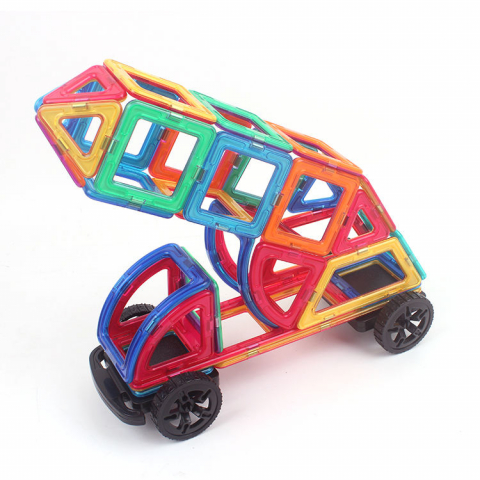 Set inteligent de constructie cu blocuri magnetice MaGeCa®, 136 de piese colorate, Magnetic Building Blocks, Educativ si creativ, Dezvoltarea abilitatilor motrice si a imaginatiei, Numeroase posibilit [6]