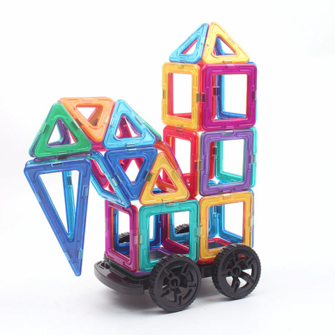 Set inteligent de constructie cu blocuri magnetice MaGeCa®, 136 de piese colorate, Magnetic Building Blocks, Educativ si creativ, Dezvoltarea abilitatilor motrice si a imaginatiei, Numeroase posibilit [7]