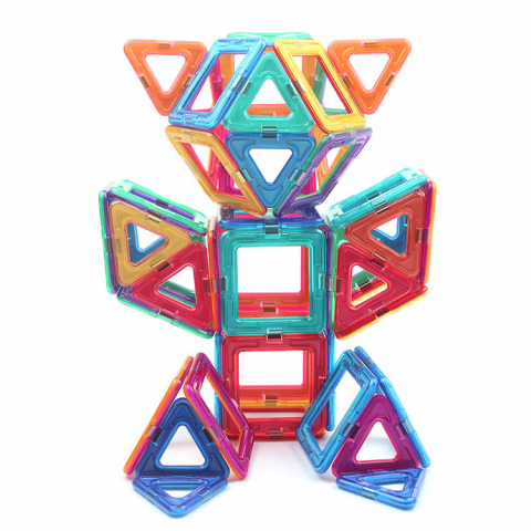 Set inteligent de constructie cu blocuri magnetice MaGeCa®, 136 de piese colorate, Magnetic Building Blocks, Educativ si creativ, Dezvoltarea abilitatilor motrice si a imaginatiei, Numeroase posibilit [4]
