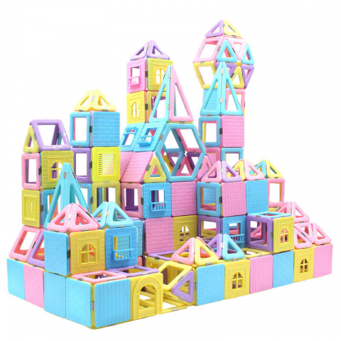 Set inteligent de constructie cu blocuri magnetice MaGeCa®, 76 de piese colorate, Magnetic Building Blocks, Educativ si creativ, Dezvoltarea abilitatilor motrice si a imaginatiei, Numeroase posibilita [4]