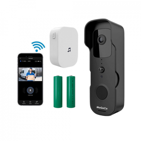 Sonerii electrice - Sonerie Video Inteligenta MaGeCa® V30 fara fir/Wireless, Comunicare Bidirectionala de la distanta, Video Interfon HD, Night VIsion, Rezistenta la apa, Aplicatie dedicata iOS si Android, 2 baterii incl