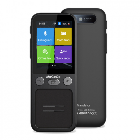 Audio & Gadget & Periferice PC - Translator inteligent MaGeCa® T16, Traducere vocala bidirectionala in 137 de limbi online si offline, Traducator text, fotografii in 55 de limbi, WIFI, Ecran tactil 2.4 inchi, 8Gb, Negru