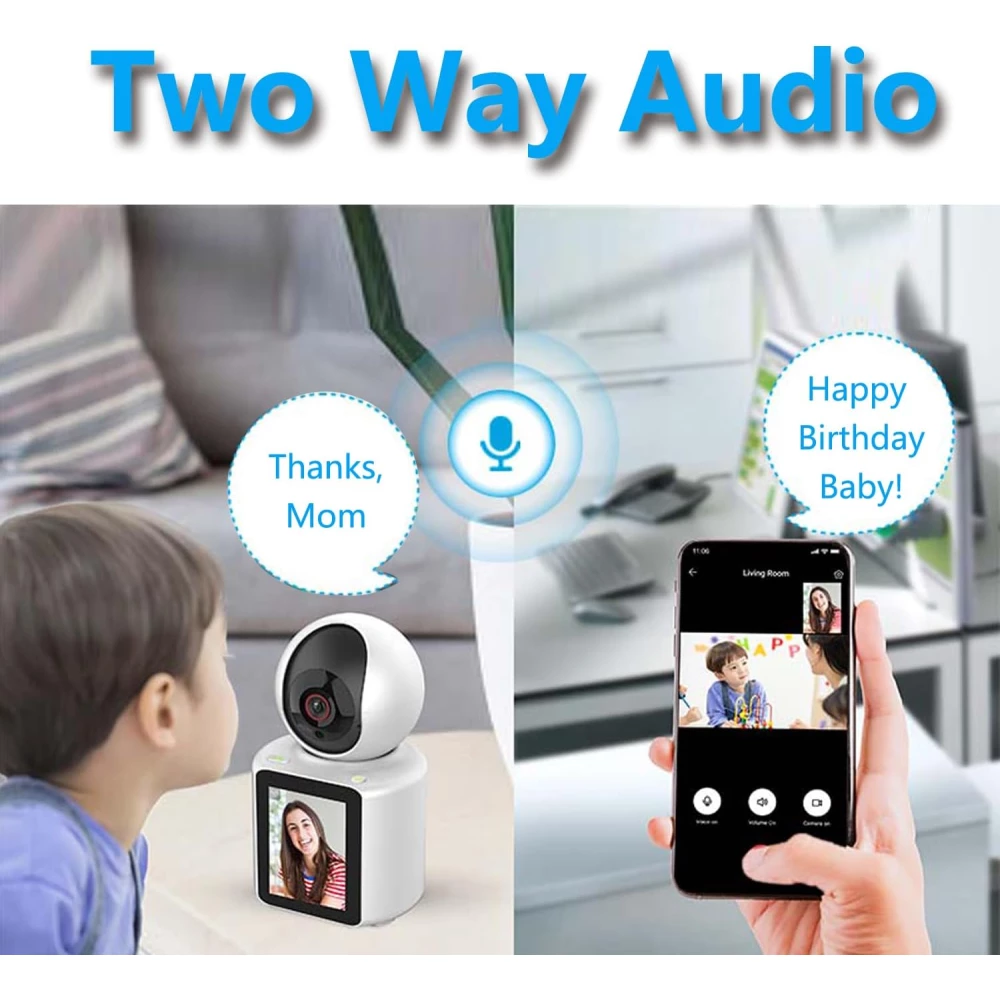 Camera Video cu Ecran, comunicare bidirectionala, ecran de 2.8 inch, initiere apeluri telefonice video, camera de securitate inteligenta 360°, video HD 1080p, vizualizare nocturna, detectare miscare [5]