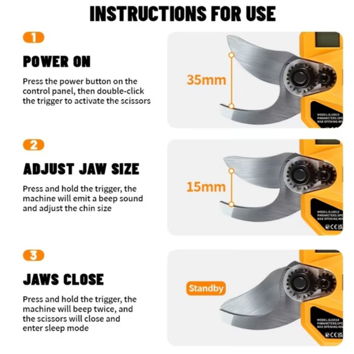 Foarfeca Electrica de Gradina 48V pentru Taiat Crengi, Vie, cu 1/2 Acumulatori, 2 Trepte de Taiere, Profesionala [5]