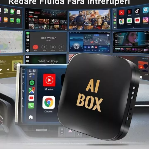 Adaptor Auto Wireless Carplay, Android Auto, Multiple Aplicatii, Mirror Link, Android 13, 63x63x16mm [4]