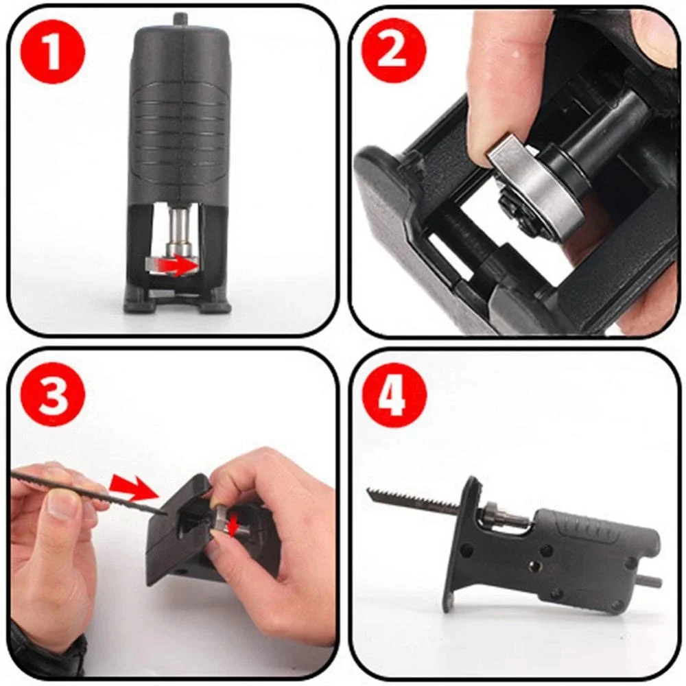 Adaptor tip fierastrau sabie soricel, pentru bormasina, 3 lame incluse [5]