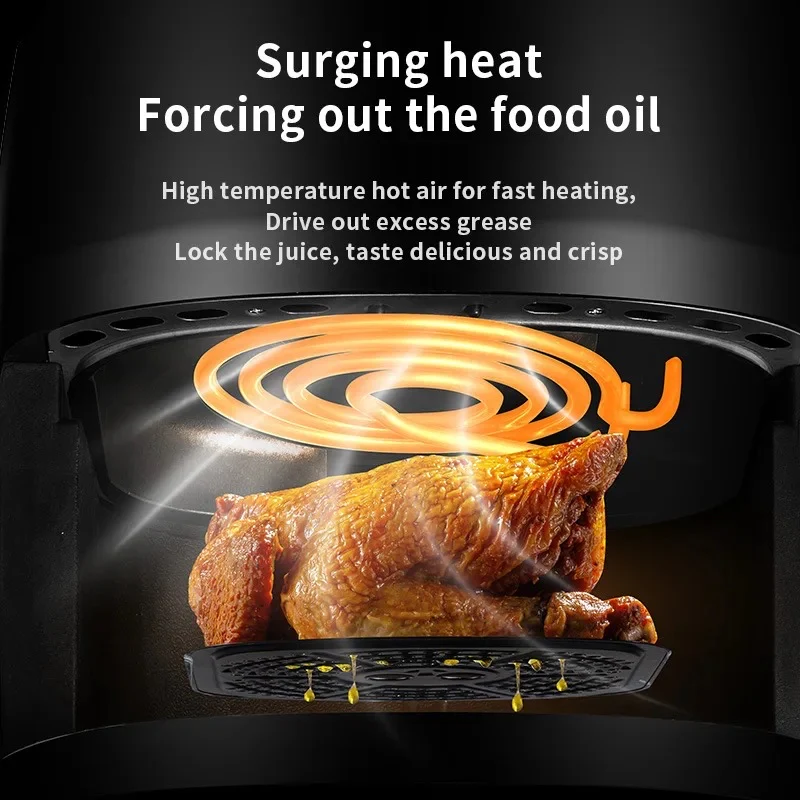 AirFryer Friteuza cu Aer Cald 8L, 2400W, Afisaj Digital, LCD Touch Control, Functii Multiple, Geam transparent [4]