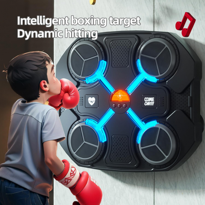 Aparat de box cu muzica Bluetooth, montare pe perete, lumini interactive, pentru antrenament si distractie in familie [2]