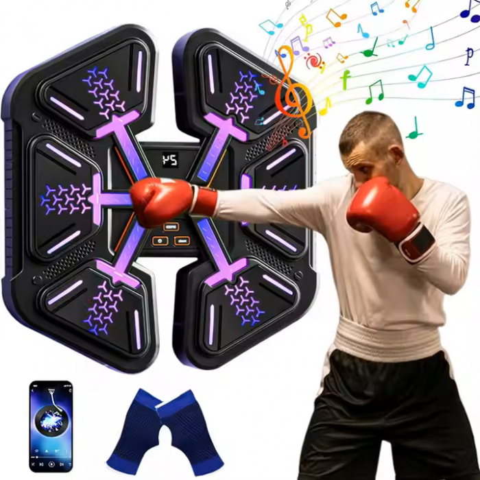 Aparat de box muzical cu tinta pentru lovituri cu Bluetooth, interactiv, iluminare LED, Multicolor [8]