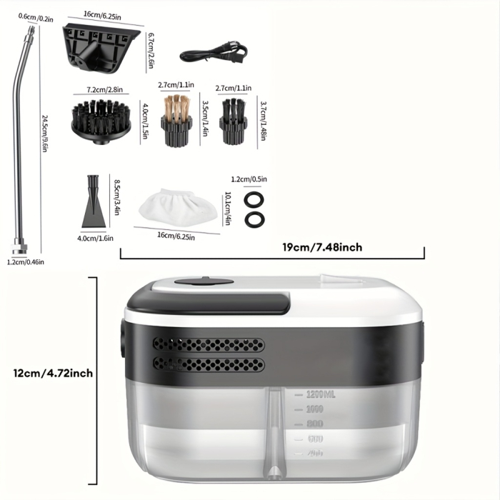 Aparat de Curatare cu Aburi Portabil, 2500W, Rezervor 1000ml, Putere de Abur Mare, pentru Bucatarie, Baie, Mobila, Canapele, Masina [7]