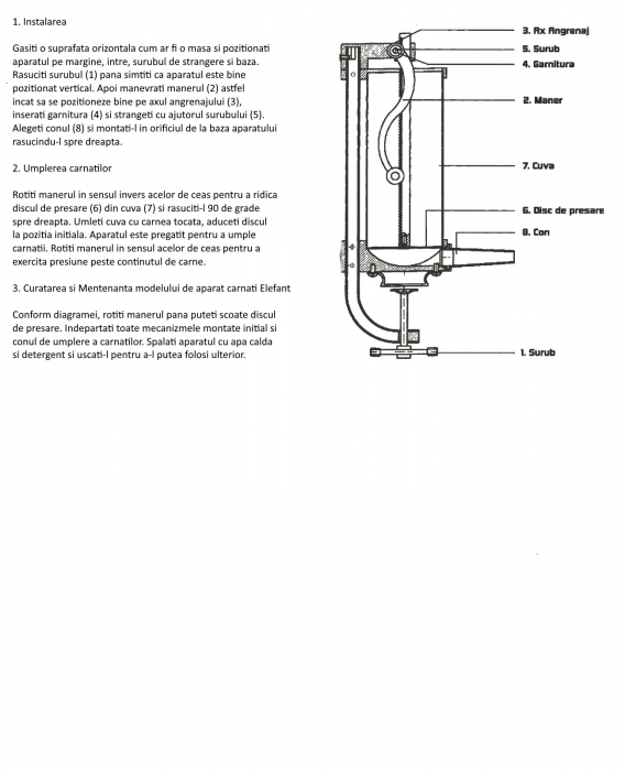 Aparat de facut Carnati, 5kg Capacitate, metal inox, Vertical, 4 palnii, prindere de masa [8]