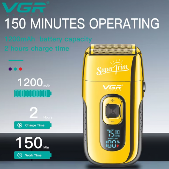 Aparat de ras Shaver Profesional VGR Super Trim V-332, Auriu, Autonomie 150 min. [3]