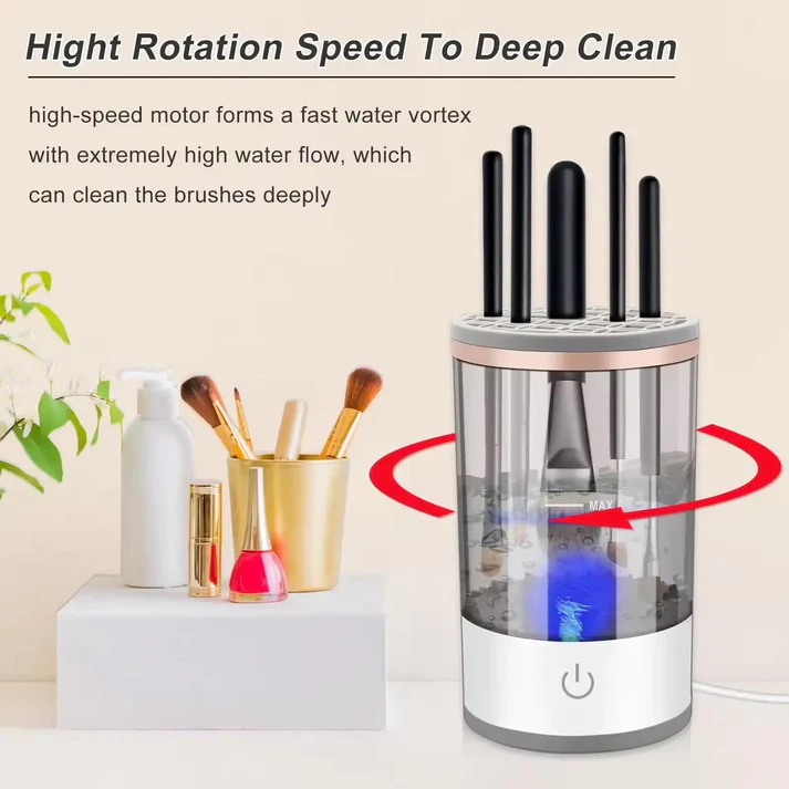Aparat Electric de Curatare Pensule Machiaj, Profesional, Perie Automata 3 in 1: Curatare, Uscare si Depozitare [3]