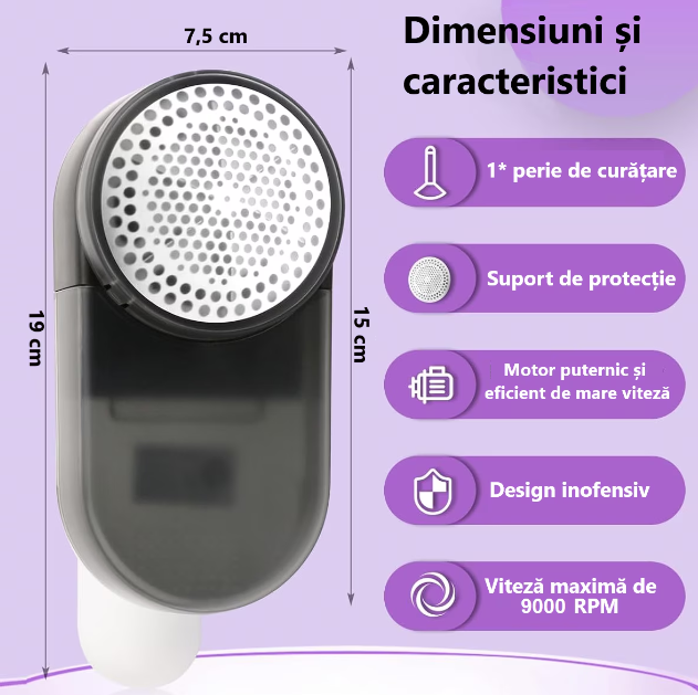 Aparat electric pentru indepartarea scamelor, cu Acumulator, Portabil, 9000 rpm [6]