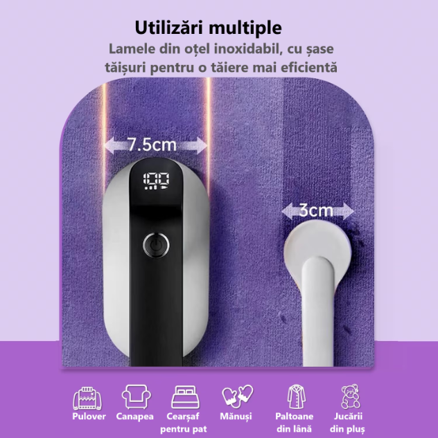 Aparat electric pentru indepartarea scamelor, cu Acumulator, Portabil, 9000 rpm [3]