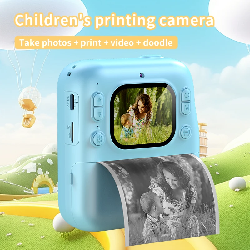 Aparat Foto Digital cu Imprimare Termica pentru copii, display color, 2 Camere, Full HD 1080p, Model Nou [6]