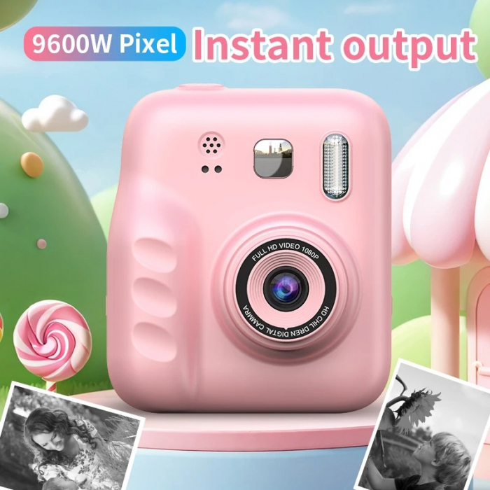 Aparat Foto Digital cu Imprimare Termica pentru copii, display color, 2 Camere, Full HD 1080p, Model Nou [7]