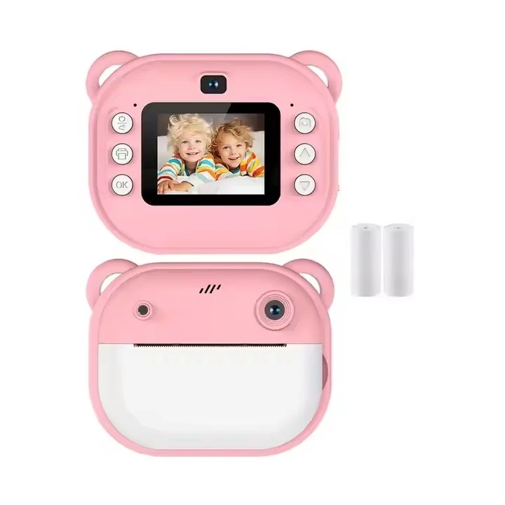 Aparat Foto pentru Copii cu Functie Imprimare termica imediata, display color, 1080p, Roz/Albastru [2]