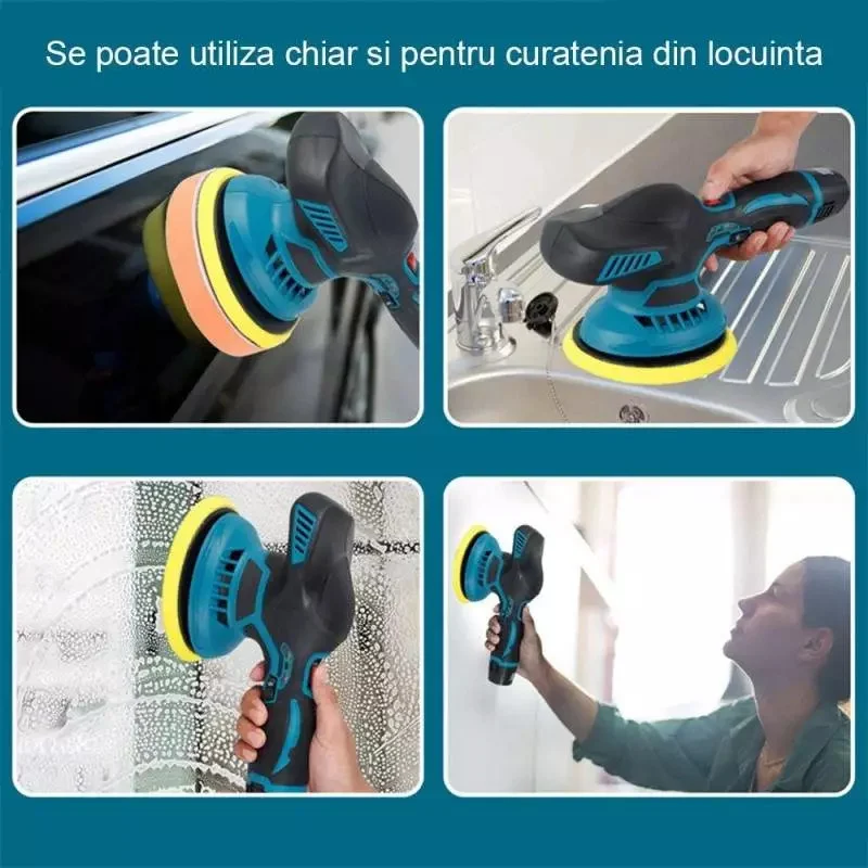 Aparat Polish Auto cu 2 Acumulatori 12V, Fara fir, Portabil, 2500-5000 Rpm, 8 Viteze [3]