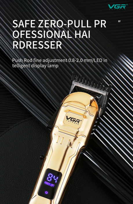 Aparat profesional de tuns par si barba VGR, afisaj baterie, incarcare USB, 10W, VGR V-268 [5]
