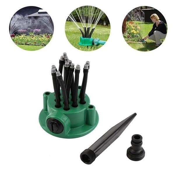 Aspersor 360 de grade cu 12 furtunuri flexibile ajustabile pentru gradina [6]