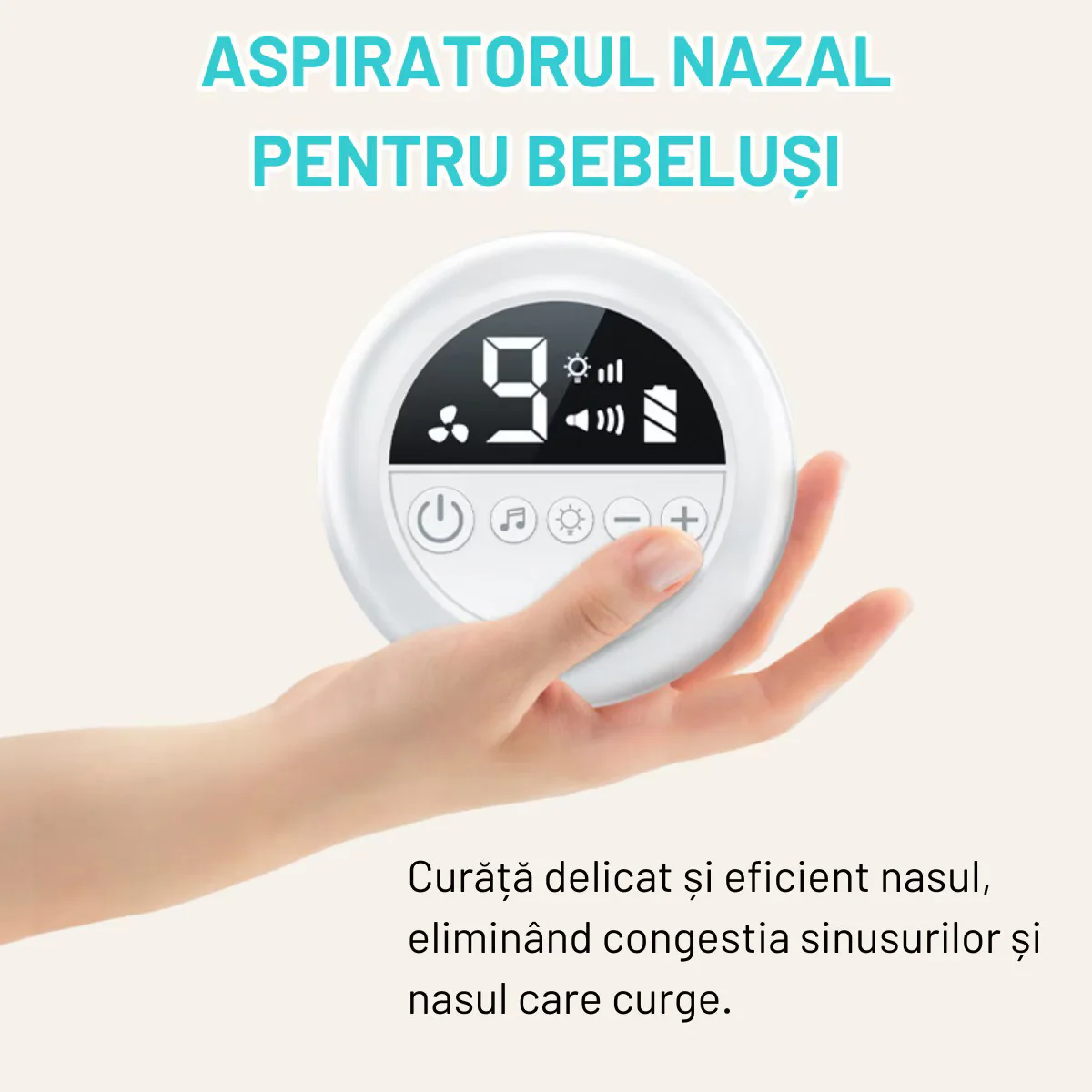 Aspirator nazal electric pentru bebelusi si copii, 9 niveluri de aspiratie reglabile, lumina de noapte cu muzica linistitoare, Incarcare USB, Display LED [2]